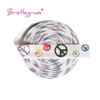 bristlegrass 100 yard by roll 58 15mm peace sign print foe foldover elastic spandex band tape wrist hair tie dress sewing trim