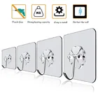 Прозрачные настенные крючки для ванной комнаты, 10 шт., водонепроницаемые маслонепроницаемые самоклеящиеся крючки, многоразовые бесшовные подвесные крючки для кухни