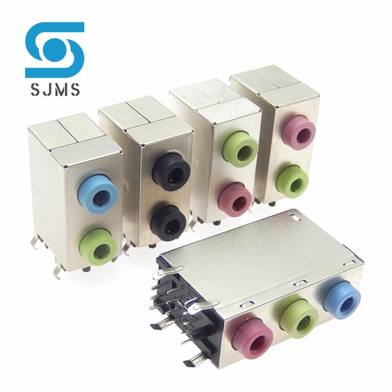 SJMS 1 шт. PJ306E разъем для наушников 3 5 мм 2P 3P красный + зеленый синий настольный
