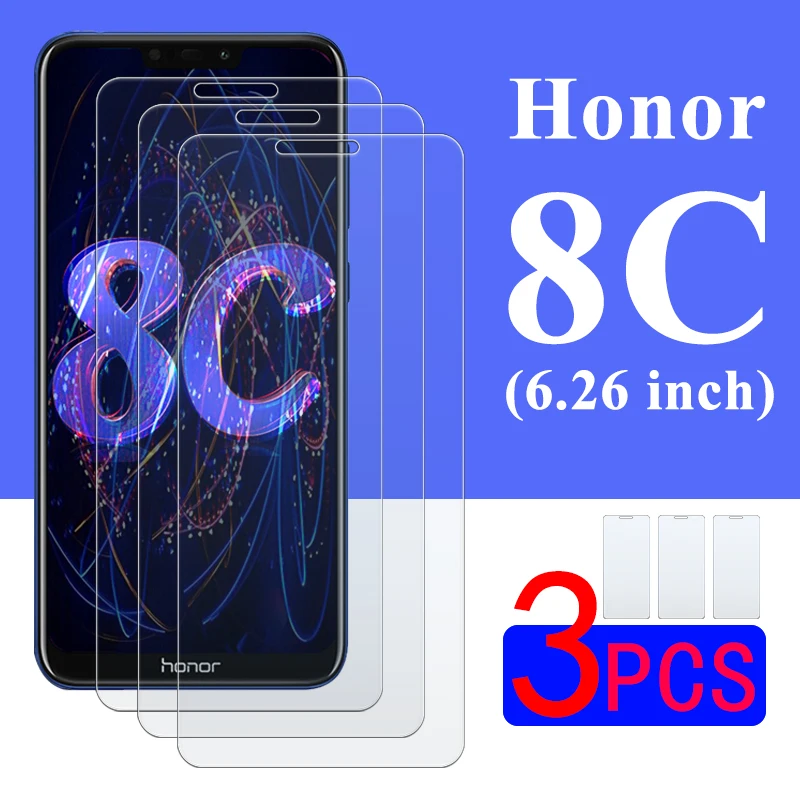 3 шт лист Защитное стекло для huawei Honor 8C 8 C протектор экрана Honor8c закаленное Xonor C8