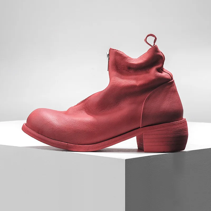 Винтажные ботинки из натуральной кожи на молнии мужские для верховой езды с