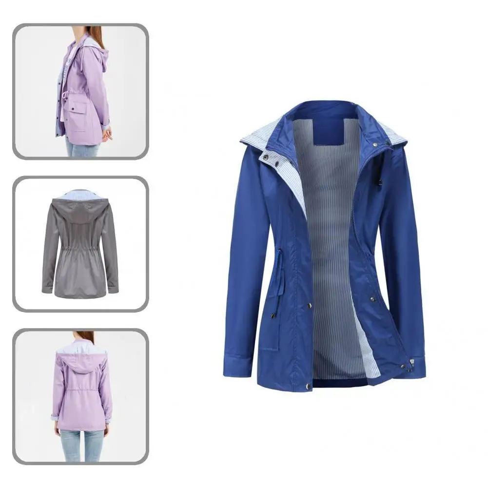 

Casual Overcoat Slim Fit Waist Drawstring Super Soft Striped Lining Hand Pockets Women Coat Women Coat for Work