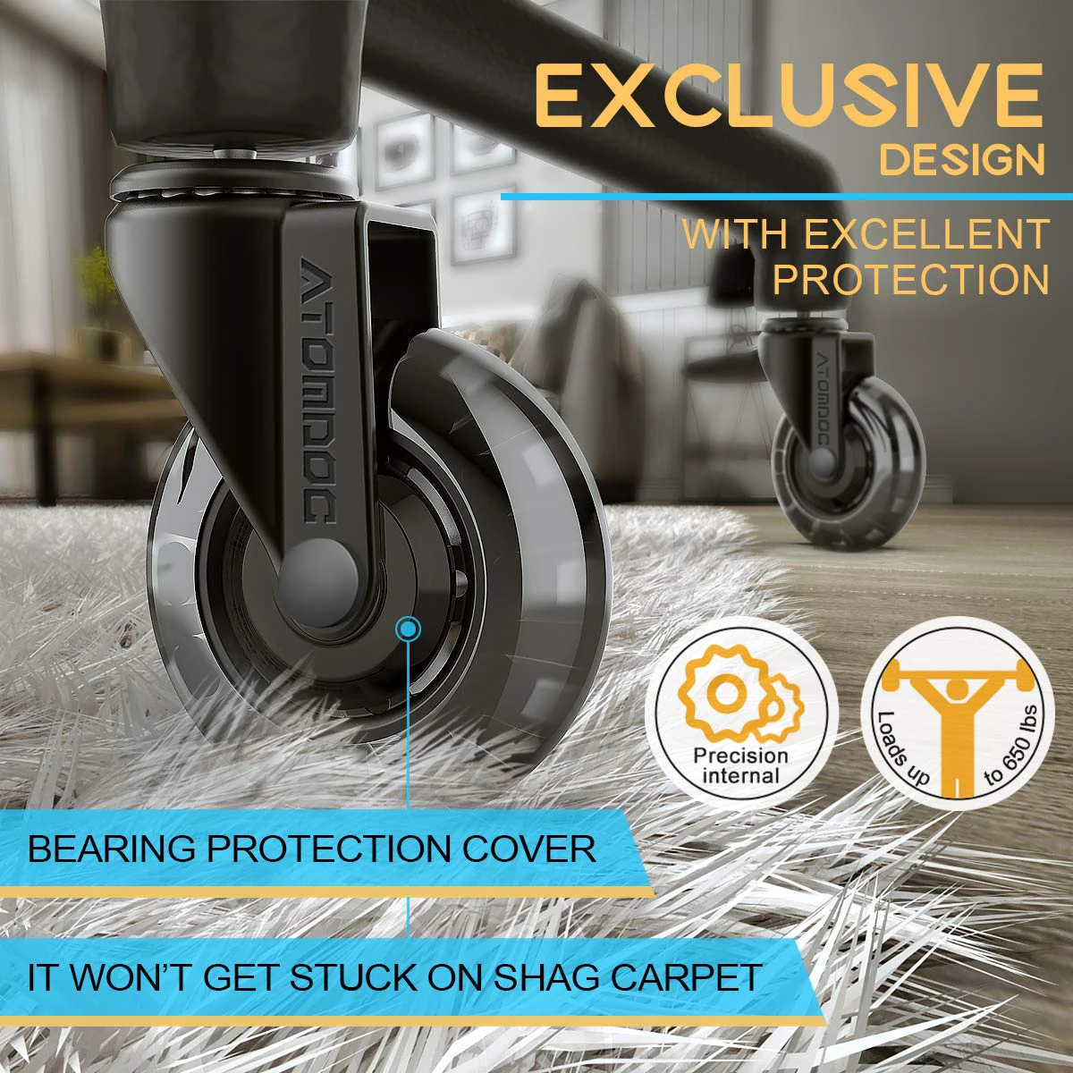 ATOMDOC 3 дюйма Офисная версия стандартные запасные ролики резиновые мягкие