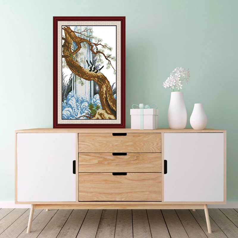 Joy Sunday китайский пейзаж Вышивка крестиком набор Magpie на ивовой ветке печать Canvas11 и