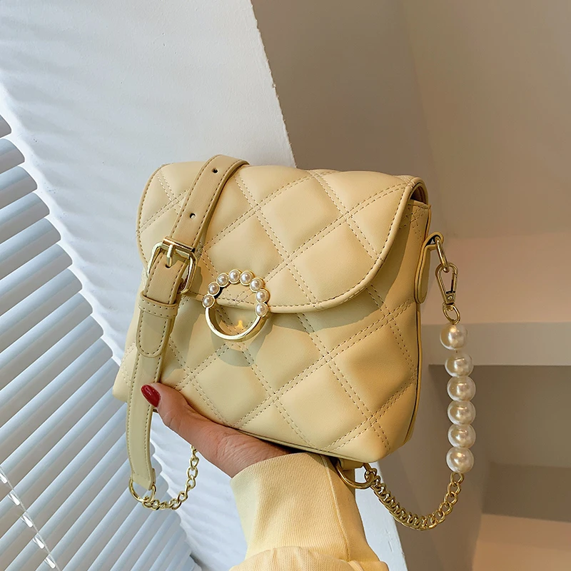 

2021 New Woman Shoulder Bag High Quality PU Chain Diagonal Small Bag Luxury Designer Handbag Underarm Bag 2021 Summer Female Bag