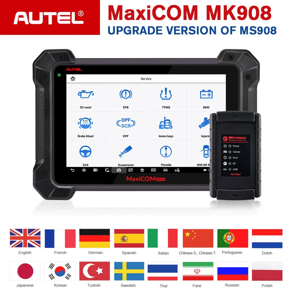 Autel MaxiCOM MK908 автоматический диагностический сканер расширенный полный системы ECU кодирования инструмент