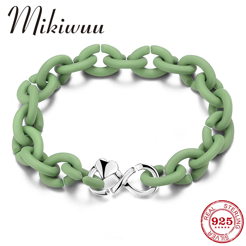 1pc 21cm Hard Rubber Women Men Bracelet Fashion Jewelry Heart &amp Infinity symbol Charm Green Chain Jewellery Wholesale | Украшения и