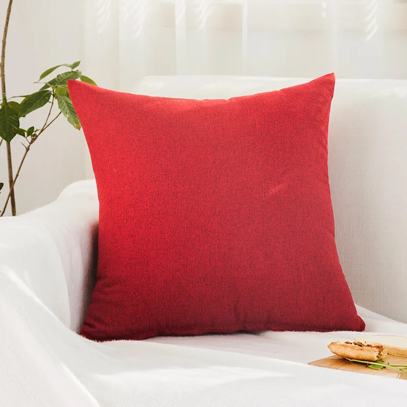 Наволочка из хлопка и льна однотонная с рисунком