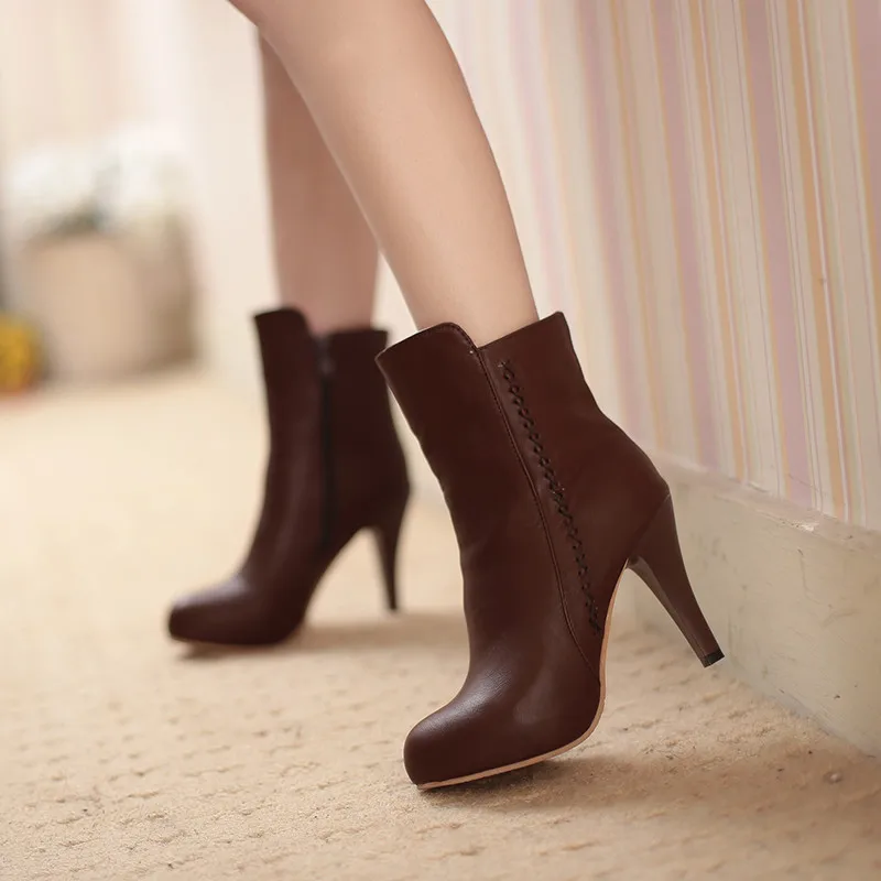 

MORAZORA 2020 big size 33-43 comfortable ankle boots stiletto high heels pointed platform women boots winter solid color shoes