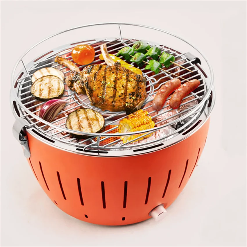 

Stainless Steel Charcoal Grill BBQ grill Portable Outdoor Barbecue Tool Round Carbon Barbecue Stove For Household USB Powered