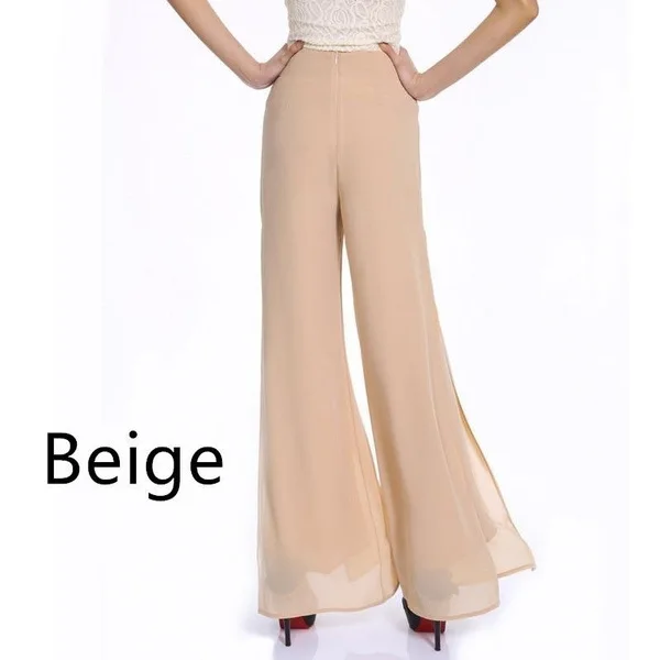 

2021 summer new drape chiffon fake two-piece black wide-leg pants women's nine-point loose hakama