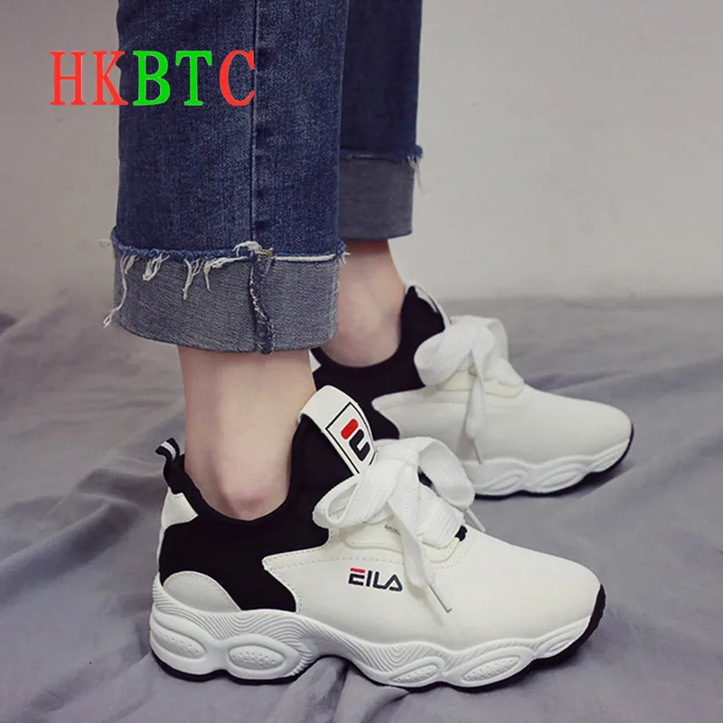 Новинка 2019 года Женская Весенняя спортивная обувь Красные кроссовки на толстой