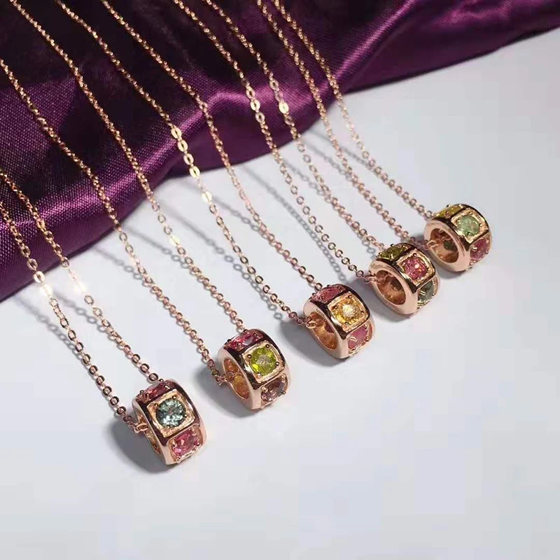 

925 silver inlaid rose gold transfer ring ladies necklace 210326-02