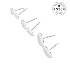 Пустая Сережка-гвоздик 4 мм 6 мм 8 мм, серебристые Фурнитура для бижутерии, сережки для ушей, плоские шпильки для поделок, 4 мм 6 мм 8 мм