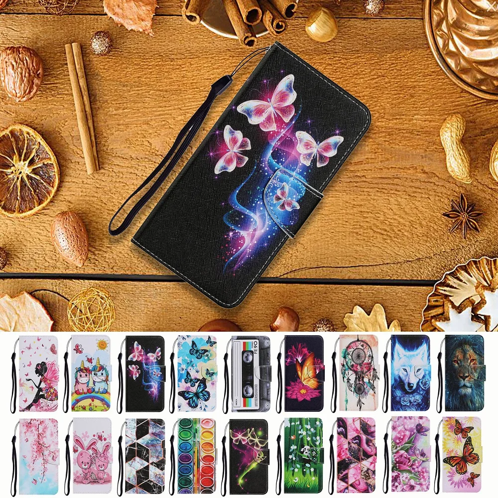 

Redmi 7A 8A 9A 9C Case on for Xiaomi Mi 10 Note 10 Lite Note10 Pro Redmi 8 9 New Cartoon Painted Flip Leather Case Wallet Capa