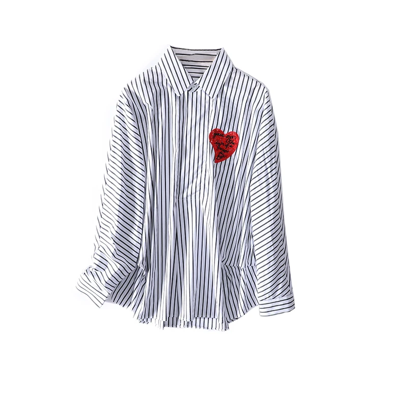 

New beautiful delicate love stick long sleeve a9215 reduction of age show irregular thin shirt