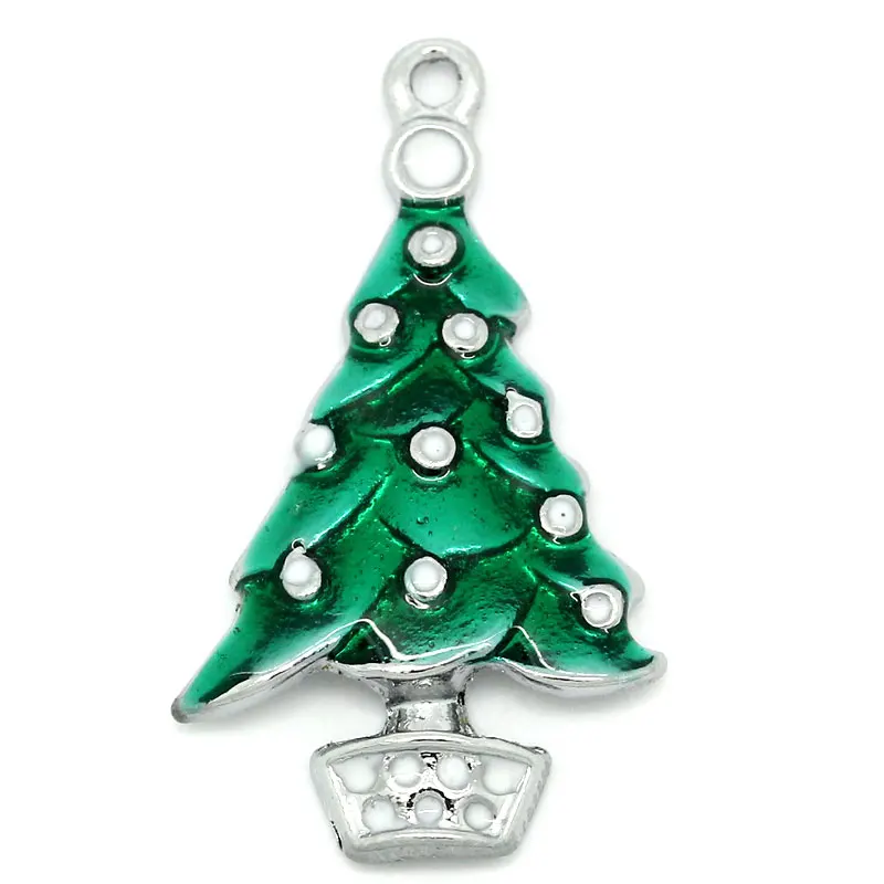 10 шт. рождественские Очаровательные Подвески эмаль конфеты трость серебряные