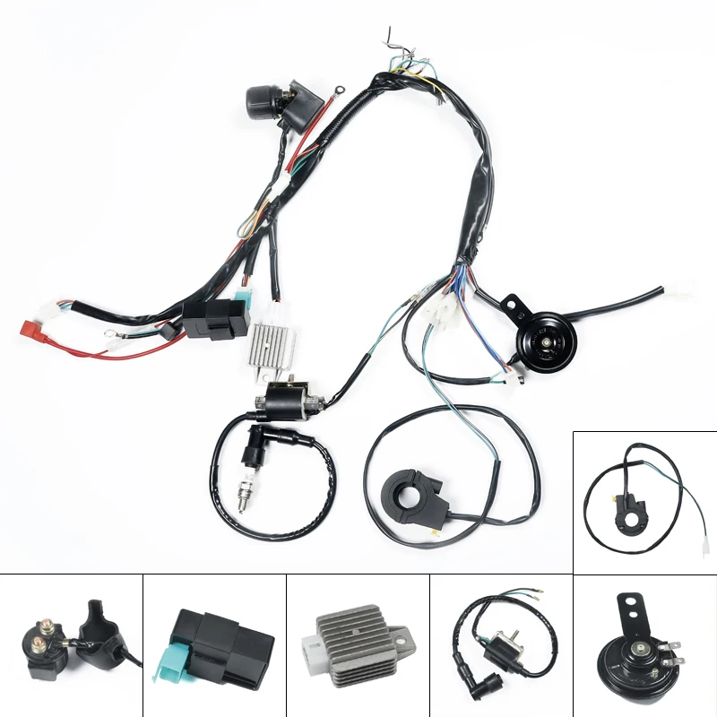 

Full Quad Wire Harness Suitable For 50cc 70cc 90cc 110cc 125cc Electric Start For Motorcycle ATV Quad Pit Bike Buggy Go Kart