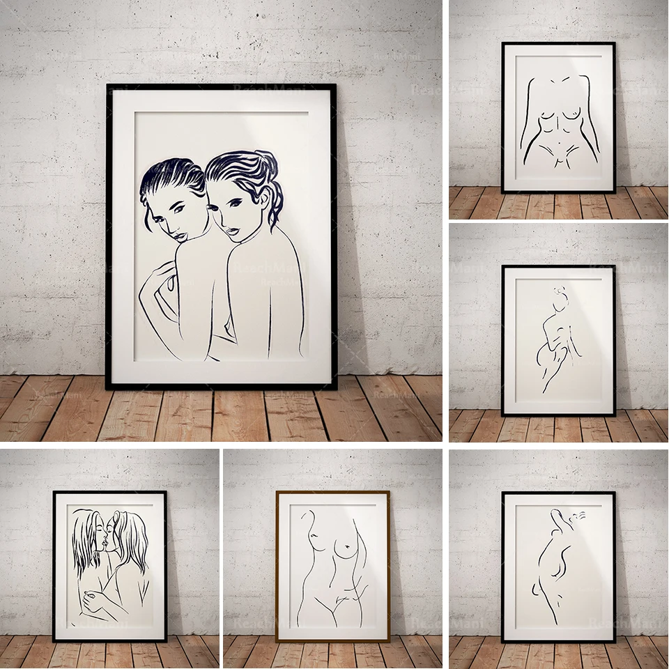 

Impression abstract nude, minimal line art poster print