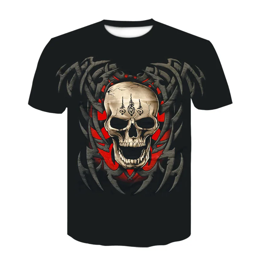 

2021 summer new skull series pattern men and women short-sleeved 3D printed skull short-sleeved T-shirt