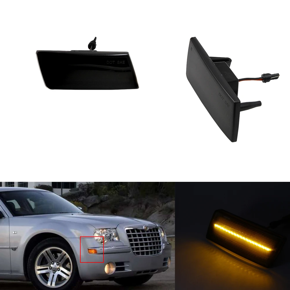 Дымчатый объектив светодиодный передний Боковой габаритный фонарь для Chrysler 300 2005-2010 OEM: 4805860AA 4805861AA