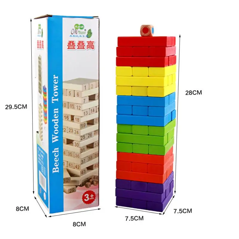 Дети Деревянный Монтессори развивающая игрушка Дженга Строительный Блок