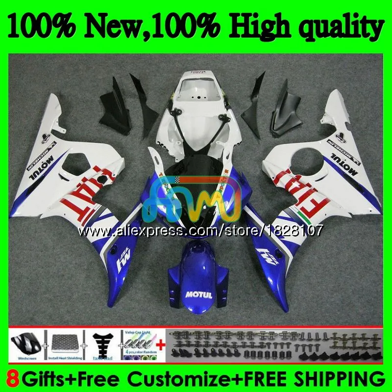 

Body For YAMAHA YZF600 YZF R6 600CC YZFR6 03 04 05 51BS.33 YZF 600 R 6 03-05 YZF-600 YZF-R6 Blue white 2003 2004 2005 Fairing