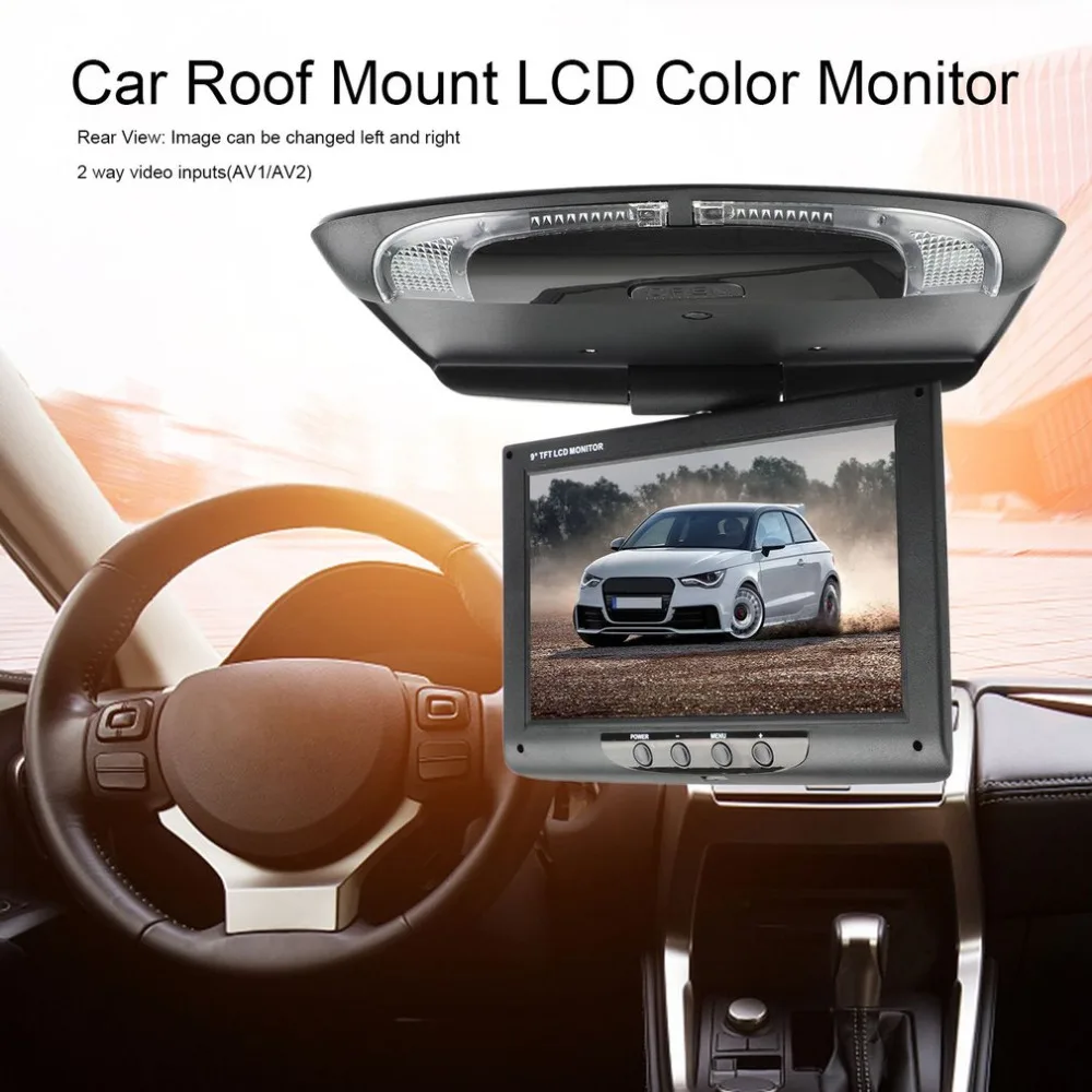 9 Inch 800*480 Screen Car Roof Mount LCD Color Monitor Flip Down Screen Overhead Multimedia Video Ceiling Roof mount Display New