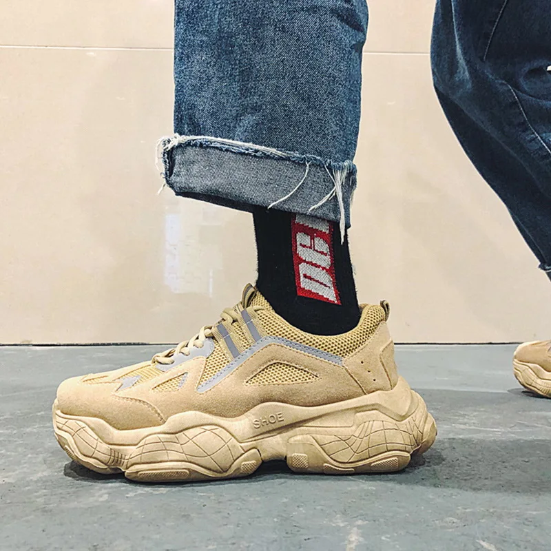 ADISPUTENT Men Chunky Sneakers Platform Thick Sole Casual Vulcanize Shoes Web Celebrity Dad Female Fashion Sneakers Designer