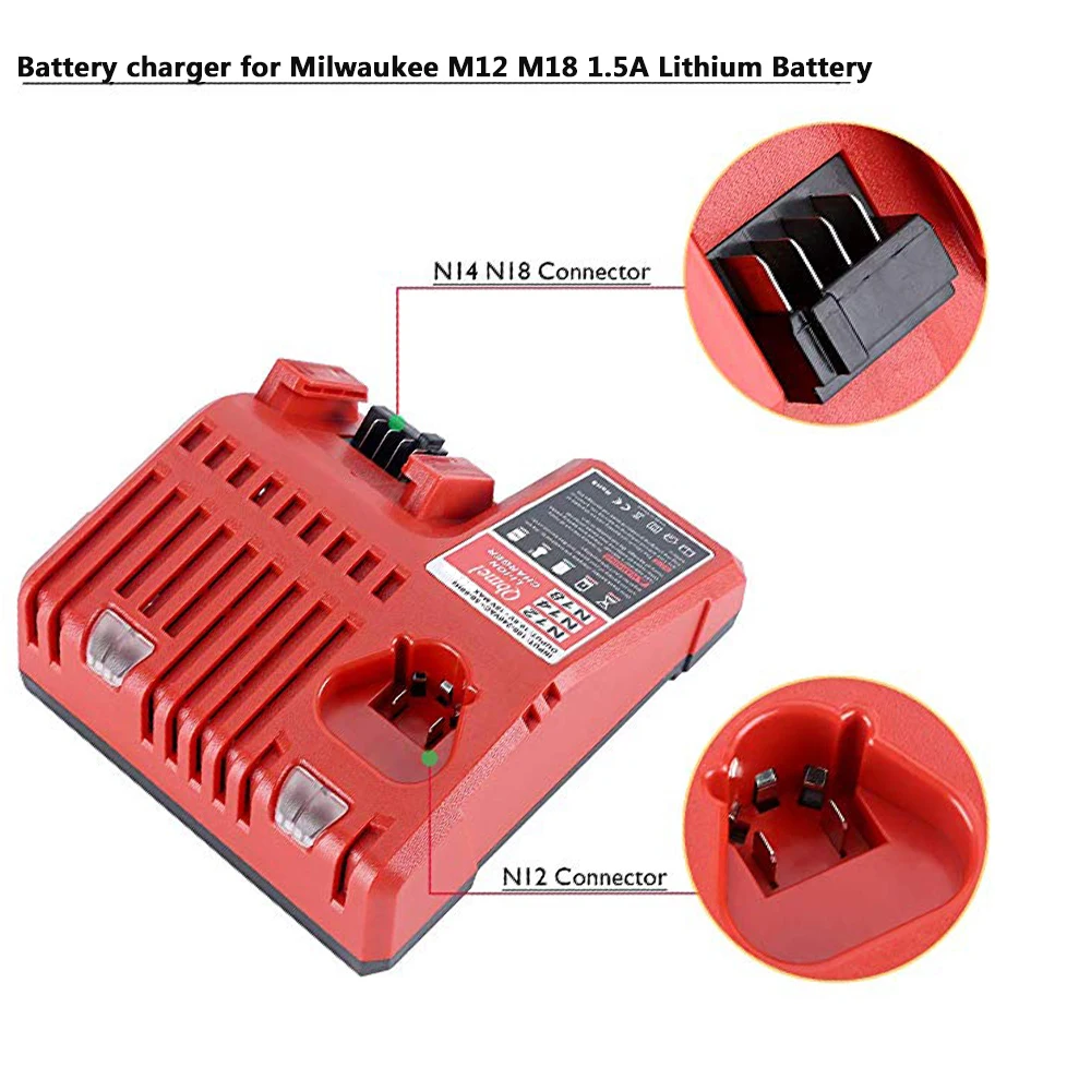 Для Milwaukee M18 сменный Электроинструмент литий-ионный аккумулятор зарядное устройство 12 В 14,4 в 18 в 48-11-1828 48-11-1840 48-59-2401 48-11-2402