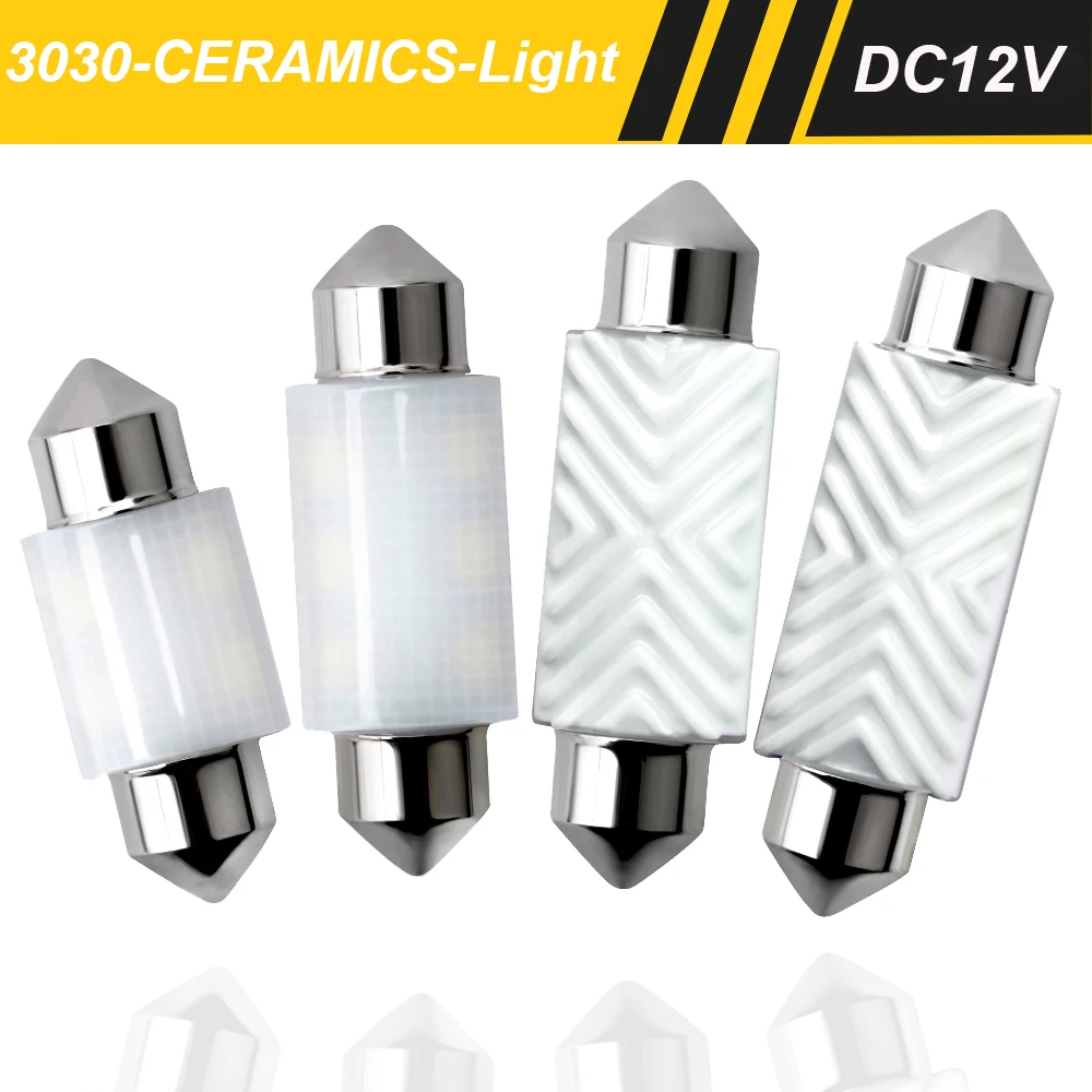 1 шт. керамические светодиодные фонари 31 мм 36 мм 39 мм 41 мм C10W C5W Festoon 12 В белые лампы номерной знак автомобиля интерьер купольная лампа для чтения карта