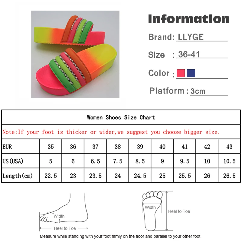 

Women's Flat Slippers Summer Shoes Woman Platform Colorful Bling Thick Bottom Casual Female Crystal Ladies Slides 2021 New Hot