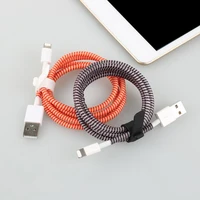 1 4m mix color phone wire cord rope protector usb charging cable bobbin winder data line earphone cover suit spring sleeve twine
