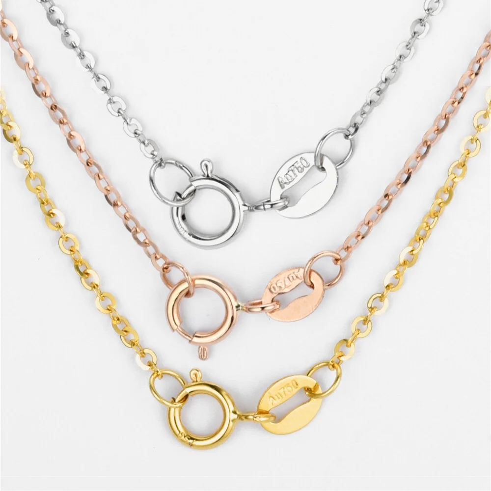 

18K gold flash 0 chain 50cm long 0 chain AU750 gold necklace yellow white rose gold DIY accessories