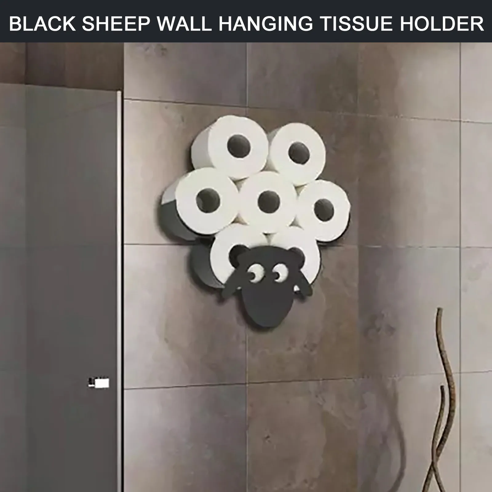 

40# Creative Sheep Metal Paper Holder For Bathroom Wall-mounted Toilet In Black For Home Decor Large-capacity Organizador