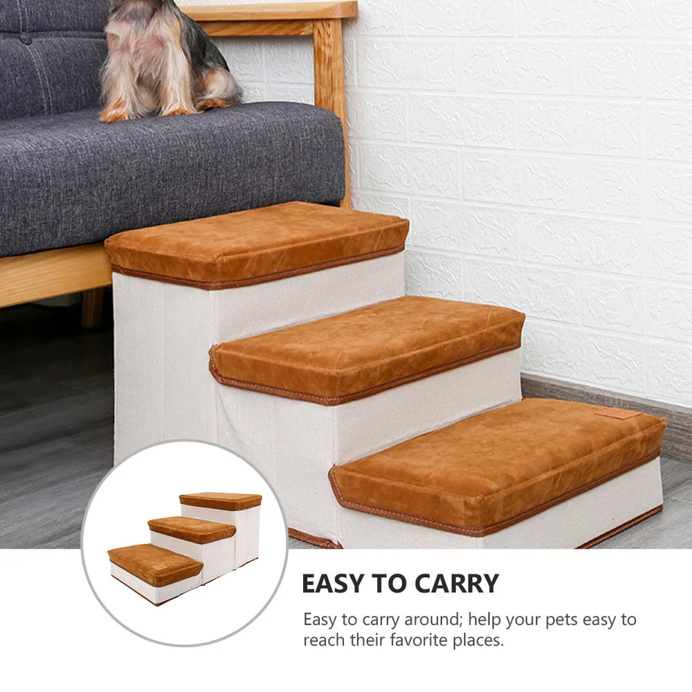 

1pc Pet Ramp Ladder Indoor Foldable Pet 3-Step Storage Style Puppy Stair