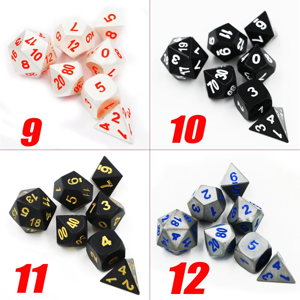 IMDG 7 шт./компл. Творческий RPG игра в кости многогранник металлические игральные кубики DND матовая поверхность цифровой игра в кости
