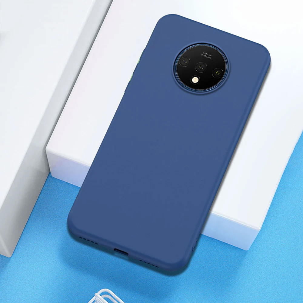 Синий Для Oneplus 7T 7 Pro чехол мягкий жидкий силиконовый чехол для Oneplus 7 Pro Чехол One plus 7 7T 360 градусов полный защитный чехол - Цвет: Синий