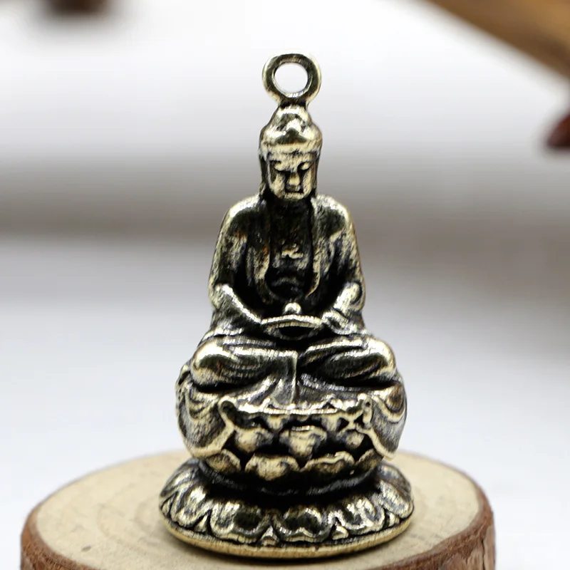 Антикварные фигурки гуанина бодхисаттвы из твердой латуни в стиле ретро медное