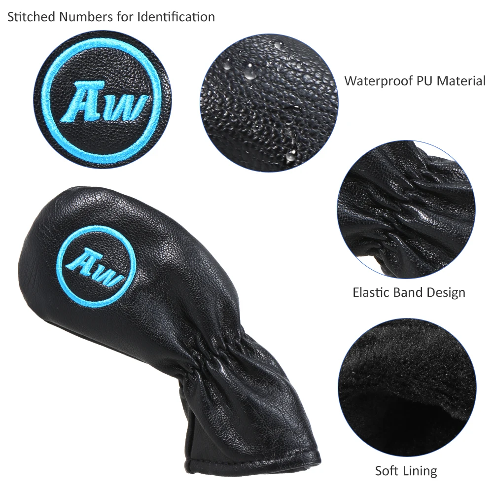 9 Pcs Golf Iron Head Covers Set Club Practice Trainer Headcovers with Elastic Band Training Aids Tools Accessories | Спорт и