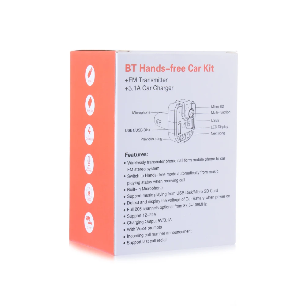 Bluetooth MP3-плеер FM-передатчик беспроводной радиоадаптер USB Автомобильное зарядное