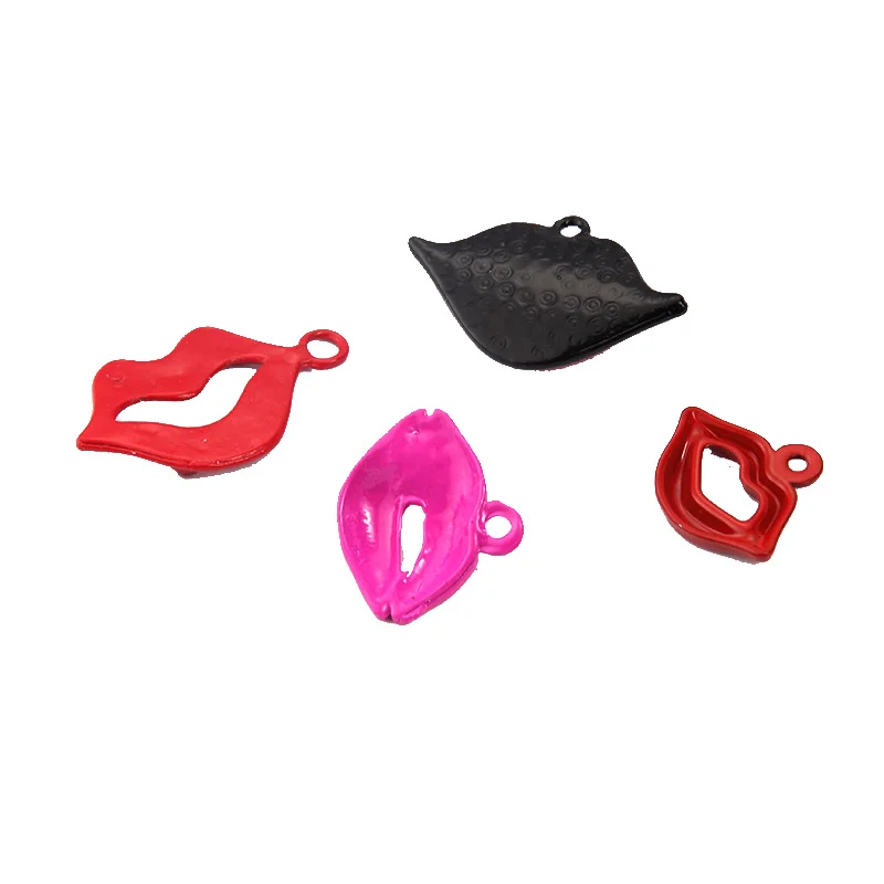 10 шт. разнообразные эмалевые красные губы золотого цвета из цинкового сплава для