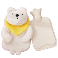 cute animal shape rubber hot water warmer bag winter warm plush fabric water injection hot water bottle