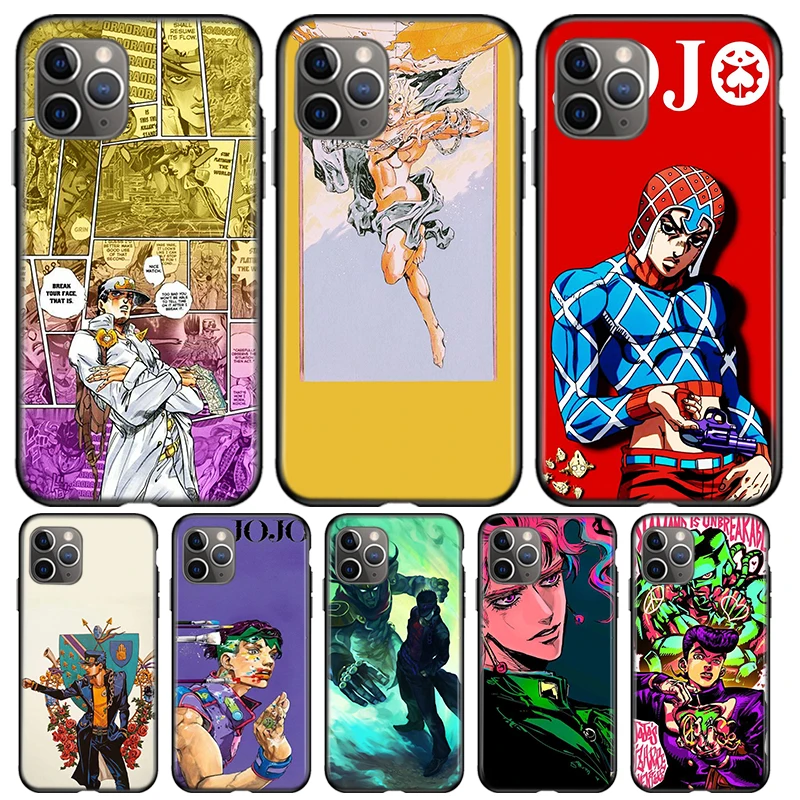 

JoJo Bizarre Adventure For Apple iPhone 12 11 Pro Max mini XS Max XR X 8 7 6 6S Plus 5S SE 2020 Soft Black Phone Case