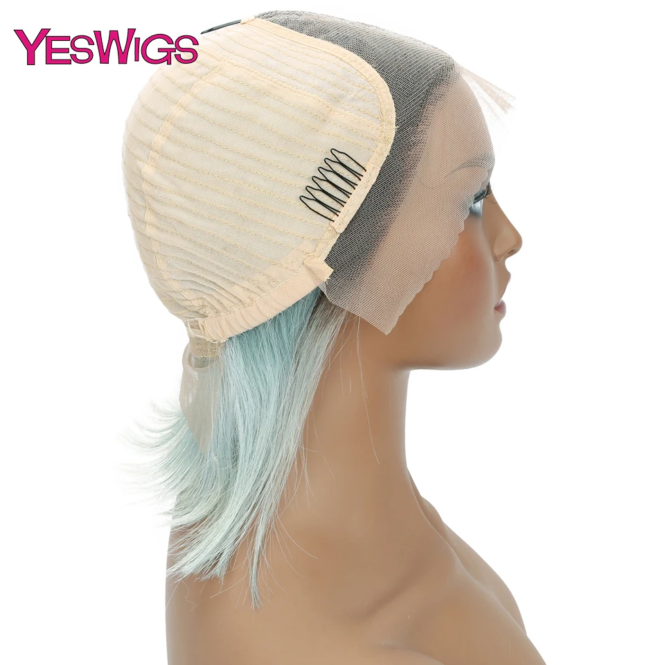 Yeswigs цветные человеческие волосы парики короткие кружевные Передние Прозрачные