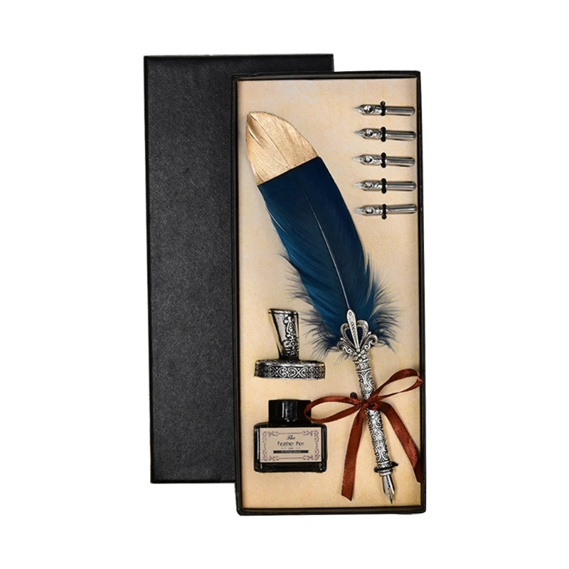 

Calligraphy Feather Pen Antique Feather Pen Quill Pen Dip Pen With 5 Pen Tips 652E