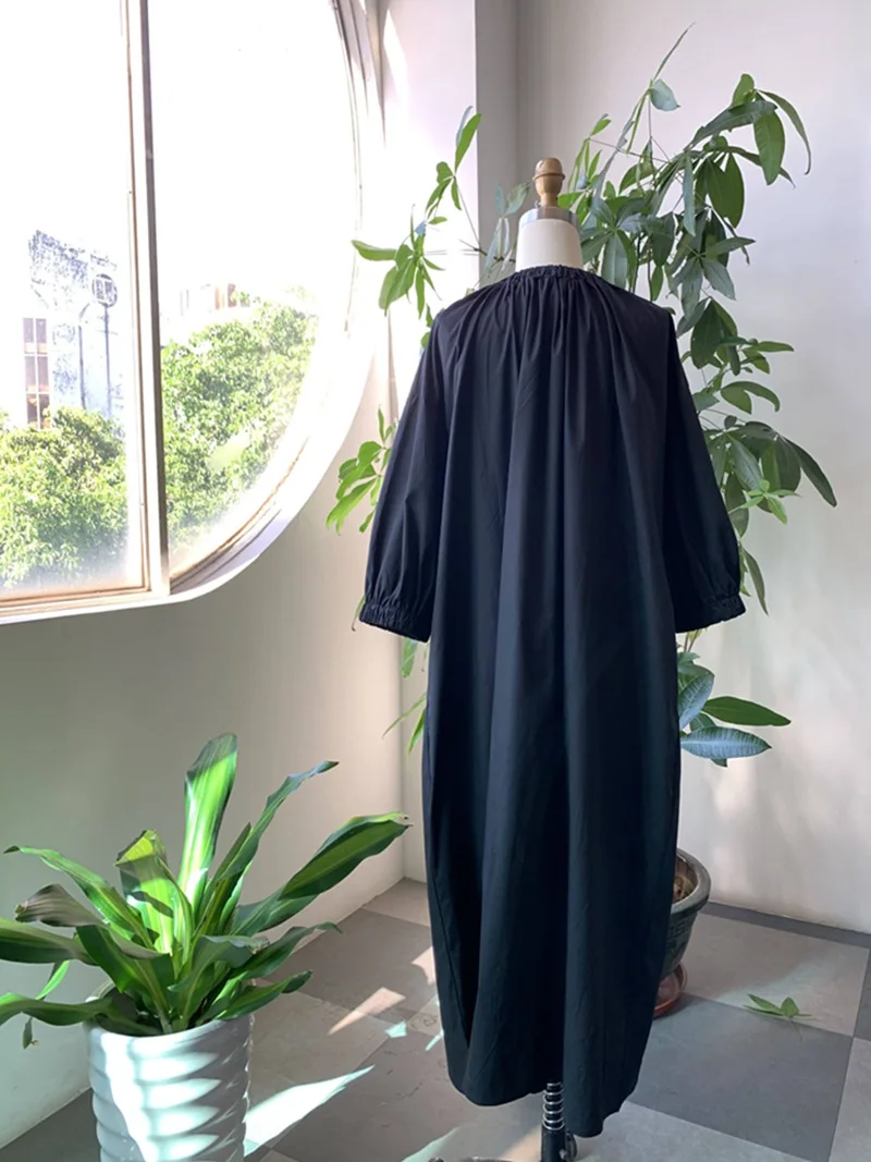 Черное длинное женское платье 2020 осеннее ТРАПЕЦИЕВИДНОЕ повседневное Макси с