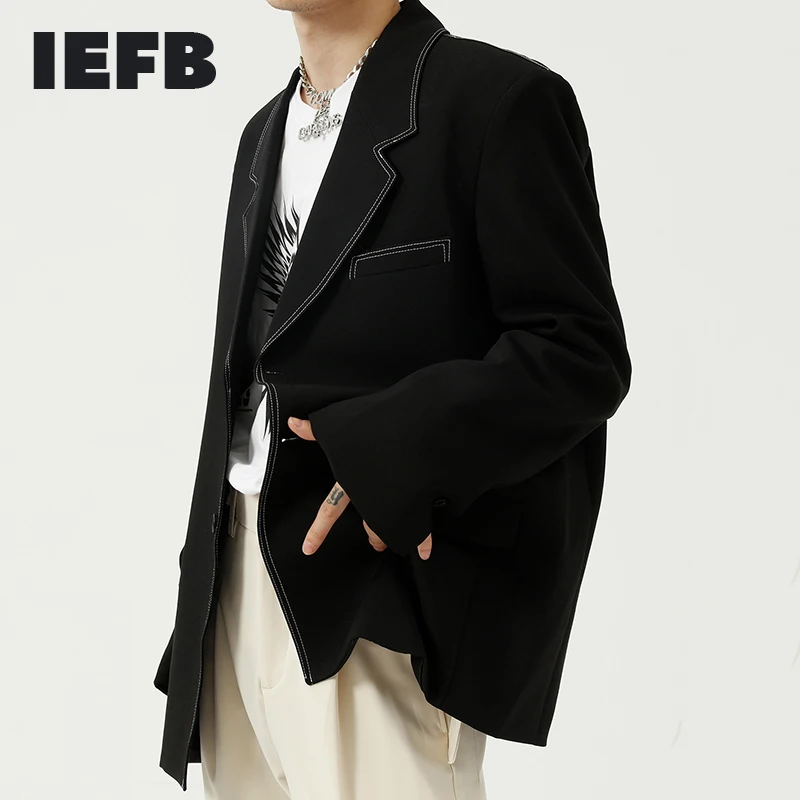 

Мужские осенние блейзеры IEFB, новые корейские Швейные топы, модные крутые однобортные черные свободные повседневные Костюмы в стиле Instagram, ...