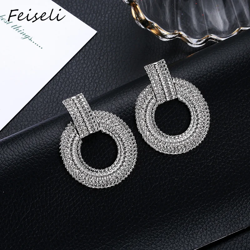 Feiseli разноцветные геометрические круглые гвоздики серьги для женщин