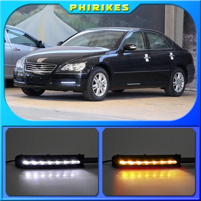 

1Pair DRL For Toyota MARK X REIZ 2004 2005 2006 2007 2008 2009 LED DRL Daytime Running Light With Turn Signal Fog Lamp